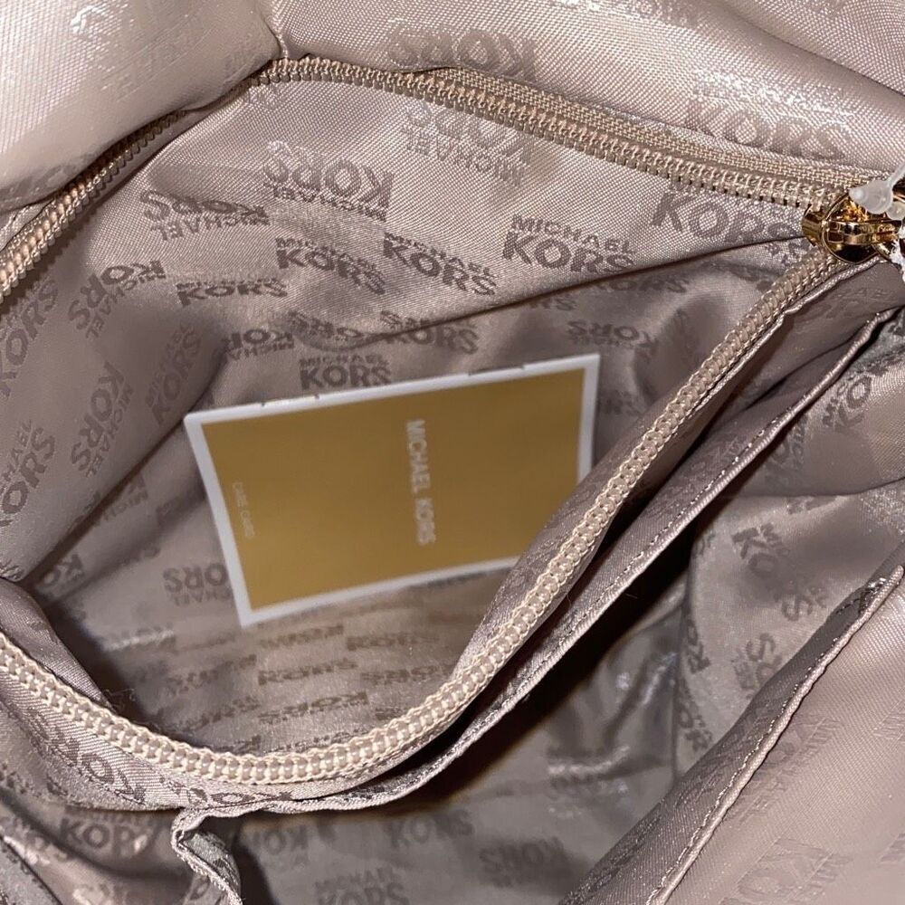 MK Michael Kors Purse Bedford Dark Sand Embossed Leather Snakeskin Bag NWT - Picture 7 of 10